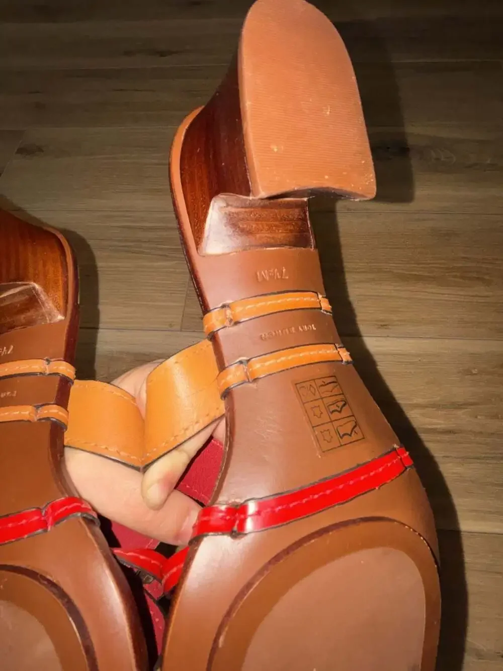 Tory Burch Leather Block Heel Slide Sandals Size 7.5M